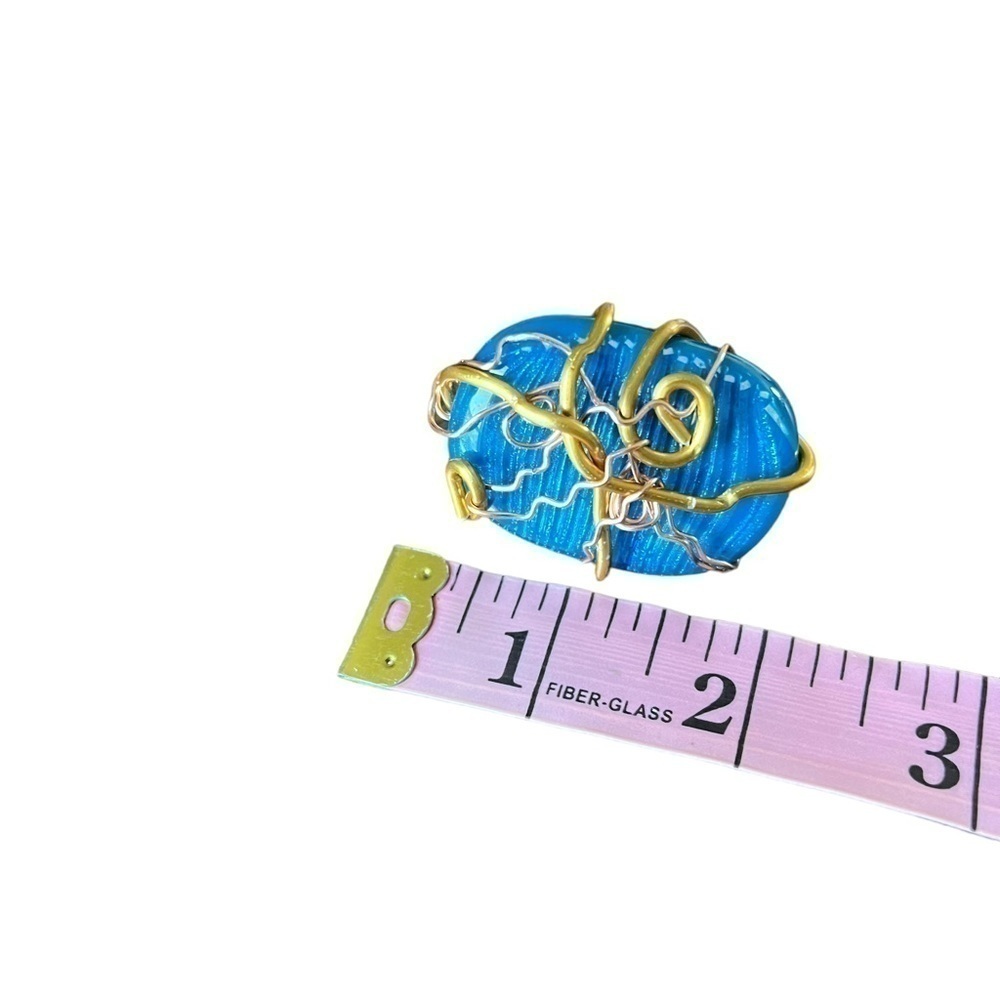 Handcrafted Woman’s Blue Stone Wired Ring - Picture 6 of 7